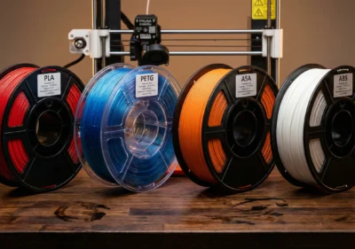 השוואת סוגי פילמנטים למדפסת תלת מימד PLA PETG ASA ABS
