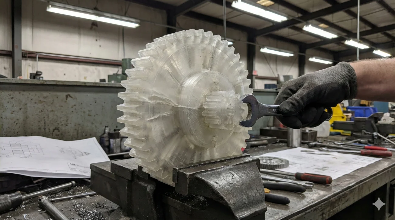 חלק מכני חזק שהודפס בפילמנט PETG עמיד