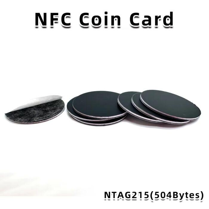 NFC BLACK תג מדבקה NFC עגול NTAG215 קוטר 25 מ"מ לתכנות חכם ואוטומציה - שחור – תמונה 2